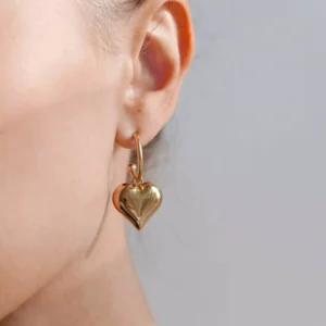Kolczyki wiszące serca stal pozłacana no. 540