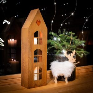 Domek na Led Lampion Rustykalny Loft Rdza Świeca