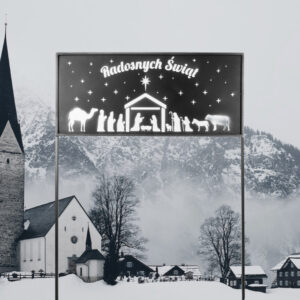 Świąteczny panel dekoracyjny – potykacz na Boże Narodzenie – Czarny z Brokatem