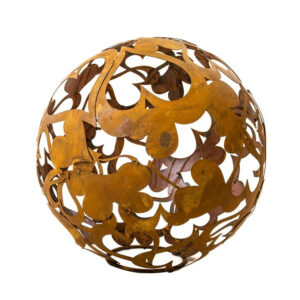 Kula Ogrodowa Duża Dekoracyjna Lampa – Corten 35 cm Serca Wzór