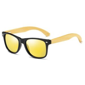 Drewniane okulary przeciwsłoneczne C02- żółte – bambus