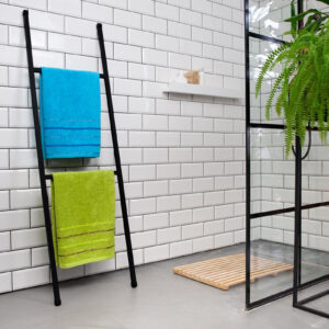 Drabinka Wieszak Stojak Ręcznikowy na Ręczniki Drabina Loft Różne Wysokości Czarny – Rozmiar – 120 Cm