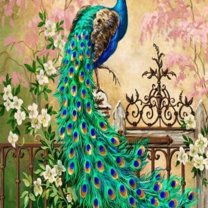 Haft diamentowy duży 60x40cm Paw mozaika diamentowa diamond painting DP016