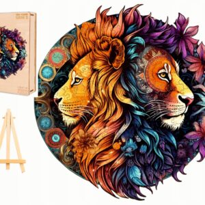 PUZZLE DREWNIANE DUŻE 300 ELEMENTÓW YING YANG LWY W DREWNIANYM PUDEŁKU