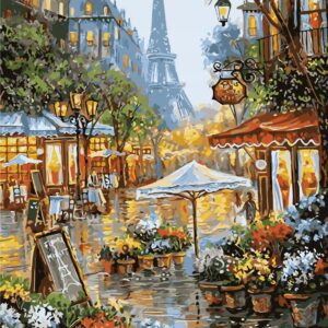 Haft diamentowy Uliczka Paryża mozaika diamentowa diamond painting 40x30cm DP039