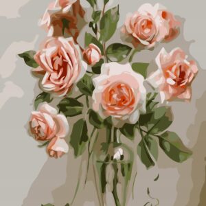 Haft diamentowy Róż w wazonie mozaika diamentowa diamond painting 40x30cm DP054