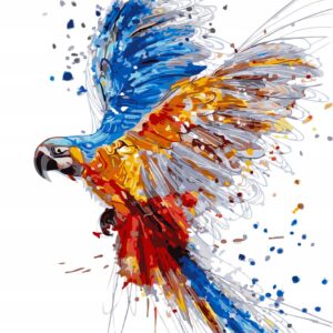 Haft diamentowy Papuga w locie mozaika diamentowa diamond painting 40x30cm DP066