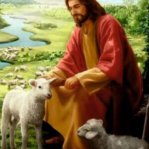 Haft diamentowy duży 60x40cm Jezus dobry pasterz mozaika diamentowa diamond painting DP212