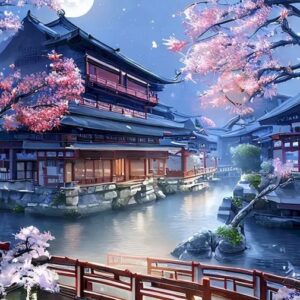 HAFT DIAMENTOWY JAPOŃSKI DOM DIAMOND PAINTING MOZAIKA DIAMENTOWA ZESTAW 5D 40X30CM DP251