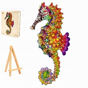 PUZZLE DREWNIANE DUŻE 261 ELEMENTÓW KONIK MORSKI W DREWNIANYM PUDEŁKU