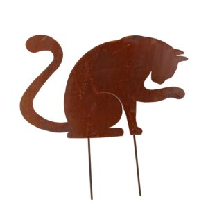 Metalowy Dekoracyjny Kot – Ozdoba Ogrodowa, Metalowa Figura Kota, Dekoracja do Ogrodu