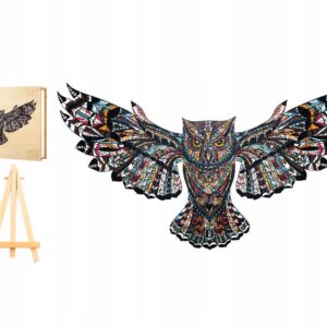 PUZZLE DREWNIANE DUŻE 271 ELEMENTÓW SKRZYDLATA SOWA W DREWNIANYM PUDEŁKU