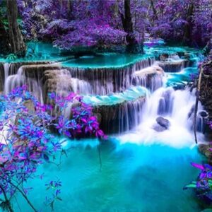 HAFT DIAMENTOWY BŁĘKITNY WODOSPAD DIAMOND PAINTING MOZAIKA DIAMENTOWA ZESTAW 5D 40X30CM DP237