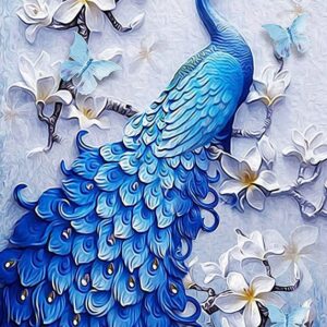 Haft diamentowy Niebieski paw mozaika diamentowa diamond painting 40x30cm DP176