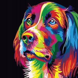 Haft diamentowy Kolorowy pies mozaika diamentowa diamond painting 40x30cm DP099