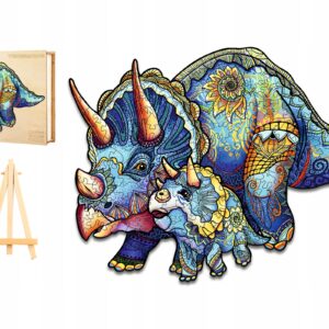 PUZZLE DREWNIANE DUŻE 289 ELEMENTÓW TRICERATOPS DINOZAUR DREWNIANE PUDEŁKO