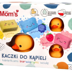 Kaczki do kąpieli z tabletkami barwiącymi wodę – momscare.pl
