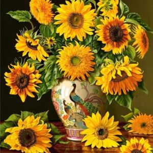 HAFT DIAMENTOWY SŁONECZNIKI DIAMOND PAINTING MOZAIKA DIAMENTOWA ZESTAW 5D 40X30CM DP271