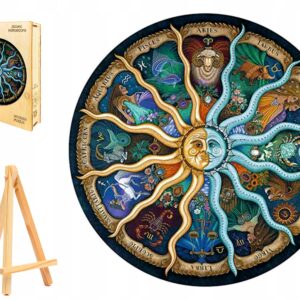 PUZZLE DREWNIANE DUŻE 343 ELEMENTY ZNAKI ZODIAKU W DREWNIANYM PUDEŁKU