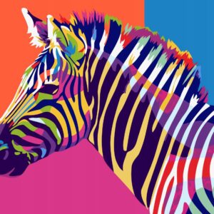 Haft diamentowy Kolorowa zebra mozaika diamentowa diamond painting 40x30cm DP076