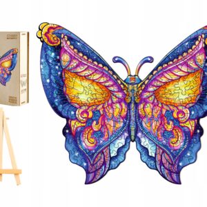 PUZZLE DREWNIANE DUŻE 282ELEMENTÓW MOTYL W DREWNIANYM PUDEŁKU