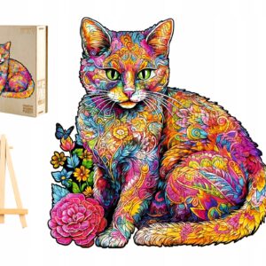 PUZZLE DREWNIANE DUŻE 300 ELEMENTÓW KOCUR W DREWNIANYM PUDEŁKU