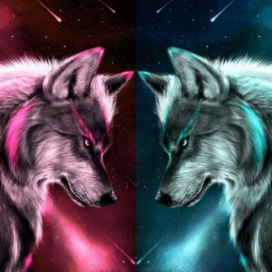 Haft diamentowy duży 60x40cm Wilki mozaika diamentowa diamond painting DP011