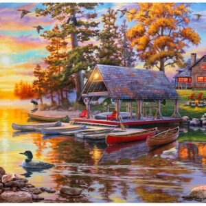 Haft diamentowy Dom nad jeziorem mozaika diamentowa diamond painting 40x30cm DP019