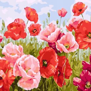 Haft diamentowy Czerwone maki mozaika diamentowa diamond painting 40x30cm DP090