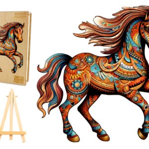 PUZZLE DREWNIANE DUŻE 220 ELEMENTÓW GALOPUJĄCY KOŃ W DREWNIANYM PUDEŁKU