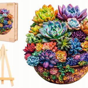 PUZZLE DREWNIANE DUŻE 280 ELEMENTÓW ROŚLINY W DONICZCE W DREWNIANYM PUDEŁKU