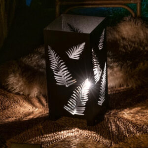 Świecznik Lampion Led Świeca wzór Paproci