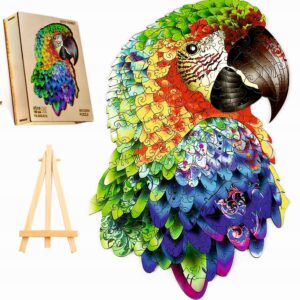 PUZZLE DREWNIANE DUŻE 300 ELEMENTÓW PAPUGA W DREWNIANYM PUDEŁKU