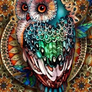 Haft diamentowy Kolorowa sowa mozaika diamentowa diamond painting 40x30cm DP122