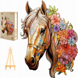 PUZZLE DREWNIANE KOŃ DUŻE 270 ELEMENTÓW PIĘKNA KLACZ W DREWNIANYM PUDEŁKU