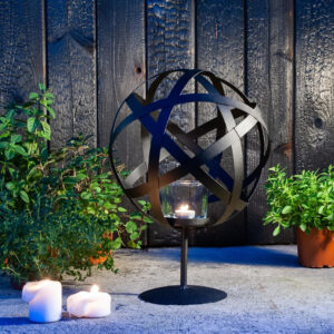 Kula na Pręcie Świecznik Dekoracja Rustykalna Czarna Rdza Ekologiczna – Czarny