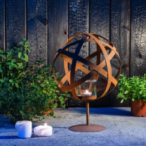 Kula na Pręcie Świecznik Dekoracja Rustykalna Czarna Rdza Ekologiczna – Rdza
