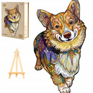 PUZZLE DREWNIANE DUŻE 228 ELEMENTÓW WELSH CORGI W DREWNIANYM PUDEŁKU