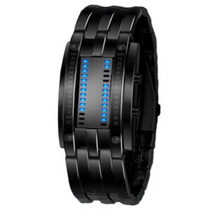 Zegarek męski na bransolecie Binarny LED czarny