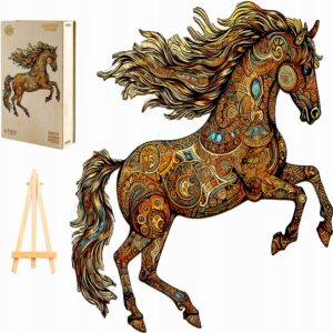 PUZZLE DREWNIANE KOŃ DUŻE 300 ELEMENTÓW GALOPUJĄCY KOŃ W DREWNIANYM PUDEŁKU