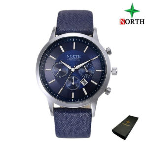 Zegarek męski na niebieskim skórzanym pasku North Iceland niebieski