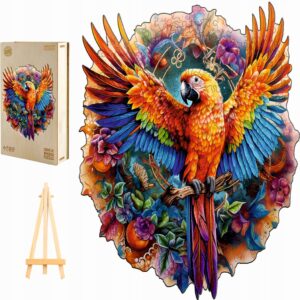 PUZZLE DREWNIANE PAPUGA DUŻE 300 ELEMENTÓW PAPUGA W DREWNIANYM PUDEŁKU