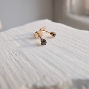 Kolczyki z cyrkonią czarną 3 mm