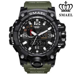 Zegarek męski na pasku gumowym Smael Camouflage zielony militarny