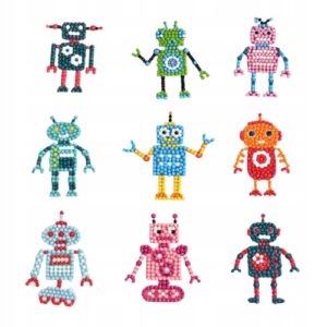 Haft diamentowy diamond painting 5D naklejki dla dzieci Roboty D12