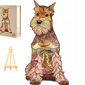 PUZZLE DREWNIANE DUŻE 300 ELEMENTÓW SZNAUCER W DREWNIANYM PUDEŁKU