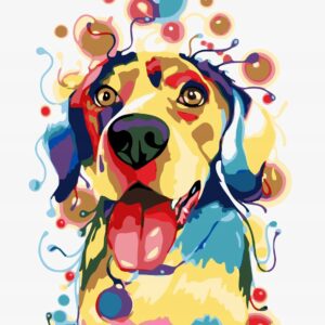 Haft diamentowy Wesoły pies mozaika diamentowa diamond painting 40x30cm DP078