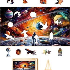 PUZZLE DREWNIANE DUŻE 250 ELEMENTÓW UKŁAD SŁONECZNY W DREWNIANYM PUDEŁKU