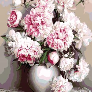 OBRAZ MALOWANIE PO NUMERACH ZESTAW 40X50 CM PIWONIE W WAZONIE