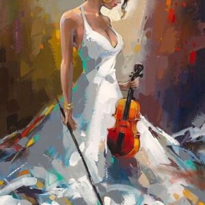 Haft diamentowy Skrzypaczka mozaika diamentowa diamond painting 40x30cm DP156